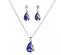 JZWCHQ 925 Boucles d'oreilles Collier Mesdames, dirgon bijoux en bleu foncé, mariage/fiançailles fins beaux-bijoux