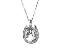 JZWCHQ 925 Collier à cheval pendentif en argent sterling avec séries de bijoux équestres purs