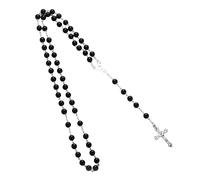 JZWCHQ 925 Collier de chapelet religieux en argent sterling pour les femmes et les hommes - 1pc Catholic Cross Rosary Perles Pendants Collier de perles de cristal rondes religieuses, Mary Jesus Cross