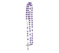 JZWCHQ 925 Collier de chapelet religieux en argent sterling pour les femmes et les hommes - 1pc Catholic Cross Rosary Perles Pendants Collier de perles de cristal rondes religieuses, Mary Jesus Cross