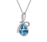 JZWCHQ 925 Collier de gouttelettes d'eau en argent sterling décoré avec des bijoux de pendentif fin en cristal cadeaux