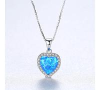 JZWCHQ 925 Collier de pendentif d'opale à cœur argent sterling pour les femmes Collier de pendentif en chaîne argentée cadeau