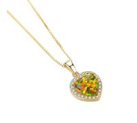 JZWCHQ 925 Collier de pendentif d'opale à cœur argent sterling pour les femmes Collier de pendentif en chaîne argentée cadeau