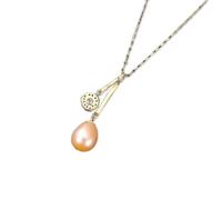 JZWCHQ 925 Collier de pendentif en argent pour femmes Gift d'anniversaire de Noël de forme de fleur de perle naturelle