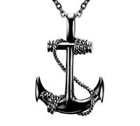 JZWCHQ 925 Collier de Pirate en Argent Sterling pour Hommes et Femmes, Collier de Pirate d'épée, Collier de l'ancre de la tête de tête fantôme du crâne Halloween rétro, Collier d'ancrage
