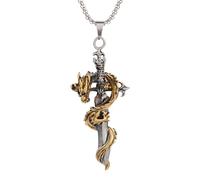 JZWCHQ 925 Collier d'épée de dragon argenté sterling pour hommes, collier de katana pendentif épée