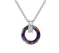 JZWCHQ 925 Collier en argent sterling orné de cristaux de Collier de collier pendentif de bijoux coloré