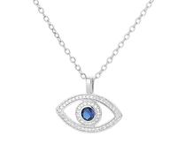 JZWCHQ 925 Collier Evil Eye Silver Silver Evil pour Les Filles, Collier Blue Evil Eye Collier Lucky Eye Prendant Colliers, Gold Evil Eye Collier, Silver Evil Eye Collier