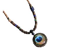 JZWCHQ 925 Collier hippie en argent sterling pour les femmes et les hommes, le collier pendentif pour la paix Boho Aesthetic Tassel Vintage Perles en bois Bohemia Chaîne de pulls, colliers longs pour