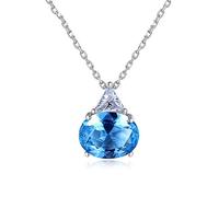 JZWCHQ 925 Colliers pendentifs de topaze bleu ovale sterling