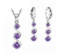 JZWCHQ 925 Ensemble de bijoux de fiançailles de mariage pour femmes filles collier pendentif collier boucles d'oreilles