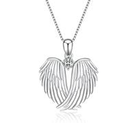 JZWCHQ 925 STERLING Silver Angel Wings Pendant Collier Guardian Angel Wings Birthstone Collier For Women Girls Christmas Ornaments Cadeaux