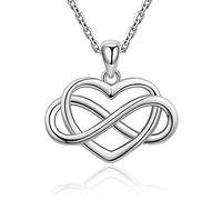 JZWCHQ 925 STERLING Silver Infinity Symbol Heart Internasse Pendants Channes Colliers For Women Fine Jewelry Cadeau de Noël 55 cm et 5 cm JP22547-P