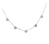JZWCHQ 925 STERLING Silver Women Fashion coloré Crystal Cumbic Zirconia Heart Choker Colliers Best Party Bijoux