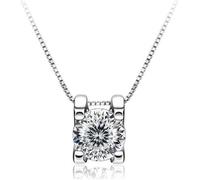 JZWCHQ ACCESSOIRES - 1CT COUPE ROUND D COULEUR 925 Collier pendentif Moissanite Silver Silver pour les femmes