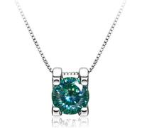 JZWCHQ ACCESSOIRES - 1CT COUPE ROUND D COULEUR 925 Collier pendentif Moissanite Silver Silver pour les femmes