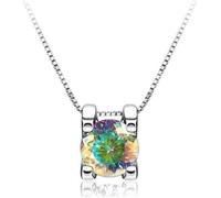 JZWCHQ ACCESSOIRES - 1CT COUPE ROUND D COULEUR 925 Collier pendentif Moissanite Silver Silver pour les femmes