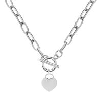 JZWCHQ Accessoires 925 Collier à bascule de monnaie en argent sterling pour les femmes, bascule Collier pendentif à la chaîne de trombone - serrure et clé, cœur, collier pendentif chaîne de pièces de