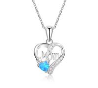 JZWCHQ Accessoires 925 Colliers en argent sterling n pendentifs avec une pierre d'opale en forme de cœur meilleur cadeau de bijoux pour maman maman