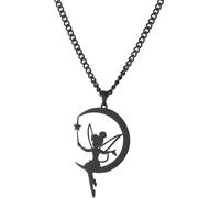 JZWCHQ Accessoires Collier de fée pour femmes, 925 Colliers de la lune pendante en argent sterling, collier de fée, bijoux de fée, bijoux Tinkerbell