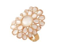 JZWCHQ Anneau de déclaration de fleur d'opale exagérée pour les femmes filles boho blanc naissance de naissance grande grosse grandeur réglable enveloppe ouverte de doigt confort