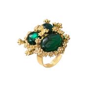 JZWCHQ Anneau de déclaration de pierre rond ovale vintage pour femmes plaquées d'or élégant élégant en pierre de naissance colorée fleur perlée réglable enveloppe ouverte anneaux de doigt confort