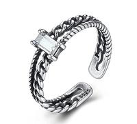 JZWCHQ Anneaux ouverts ajustés aux femmes - Chaîne de torsion des femmes Anneau de doigt ouvert - Bague à réglage creux du zircon blanc zircon