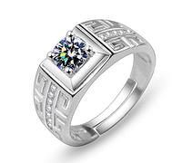 JZWCHQ Anneaux ouverts pour femmes, anneau ajusté vintage carré grand visage hip hop argent zircon bijoux romantique cadeau pour fille femme couple engagement mariage éternité ring