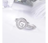 JZWCHQ Anneaux ouverts pour femmes, anneau ajusté vintage Initiales Gift Crystal Romantic Jewelry pour filles Couple Engagement Mariage Éternité Ring de Noël Gift