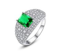 JZWCHQ Anneaux ouverts pour les femmes, anneau ajusté mode élégant argent vert cristal ring bijou romantique pour fille femme couple engagement mariage éternité anneau de Noël cadeau