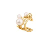 JZWCHQ Anneaux ouverts pour les femmes, anneau ajusté vintage élégant Golden Pearl Crystal Ring Bijoux Roantic Gift For Girl Femmes Couple Engagement Mariage Éternité Anneau de Noël Cadeau