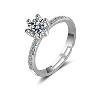 JZWCHQ Anneaux ouverts pour les femmes, anneau réglable Simplicité Six Claws Zircon Ring Roantic Jewelry Gift For Girl Femmes Couple Engagement Mariage Éternité Anneau de Noël cadeau