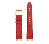 JZWCHQ Arc bouche fluororubber watch sangle compatible avec Tudor Black Bay M79230R M79363n Watchband 20 21 mm 22 mm FKM Bracelet pour hommes (EndingLink-Gold, 22 mm)