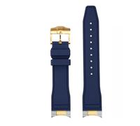 JZWCHQ Arc bouche fluororubber watch sangle compatible avec Tudor Black Bay M79230R M79363n Watchband 20 21 mm 22 mm FKM Bracelet pour hommes (EndingLink-Gold, 22 mm)