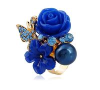JZWCHQ Bague de mariage de fleurs de rose pour les femmes Engagement Round Rhinstone Crystal Aryclic Daisy Plumeria Réglable enveloppe ouverte Anneaux de doigt Comfort Fit Cocktail Party