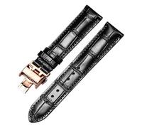 JZWCHQ Band de montre décontracté Calfskin Leather Business Watch Band compatible compatible avec les bandes de sangle de montre 13，14，15，18，19，20，21 mm (Rose noire noire, 18 mm)