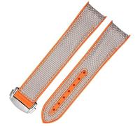 JZWCHQ Bands de montre en silicone en nylon en nylon en caoutchouc de 20 mm pour Omega GMT Planet Ocean Seamaster Diver 300 Sangle de montre orange à extrémité incurvée