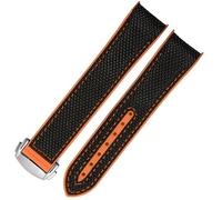 JZWCHQ Bands de montre en silicone en nylon en nylon en caoutchouc de 20 mm pour Omega GMT Planet Ocean Seamaster Diver 300 Sangle de montre orange à extrémité incurvée