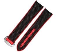 JZWCHQ Bands de montre en silicone en nylon en nylon en caoutchouc de 20 mm pour Omega GMT Planet Ocean Seamaster Diver 300 Sangle de montre orange à extrémité incurvée