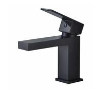 JZWCHQ Basculement Basin Mélangeur Robinet gastronomique gastronomique Rabotage de lavabo à eau froide Chauquette carrée carrée compatible avec le laiton de salle de bain noir, robinet d'évier de
