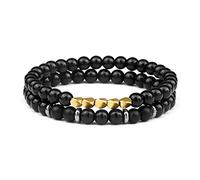 JZWCHQ Bijoux 2pc Black Onyx Lava Rock Bracelets Perles Pave Ball Yoga Tiger Eye Stone Breded Bracelet Bracelet Bracelerie mala
