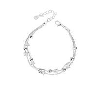 JZWCHQ Bijoux 925 Bracelet étoile Double couches étoiles Berles Bracelets à charme pour femmes Chaîne de boîte Bracles Silver 925 Bijoux bijoux