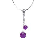 JZWCHQ Bijoux/Colliers 2 perles rondes Amethyst Pendant Gemstone Pendant Collier de 16 ”/ 18” Pendants pour femmes