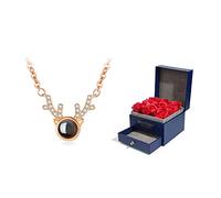 JZWCHQ Bijoux/Colliers Colliers, Colliers pour femmes ， Forme de bois, micro-sculptés dans le cercle 100 langues Je t'aime, longueur totale 14,96 pouces Pendants pour femmes