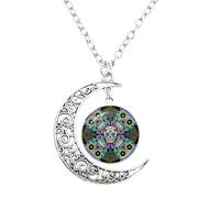JZWCHQ Bijoux Colliers de lune squelettes Squelette Pendants en verre dôme fait à la main