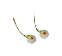 JZWCHQ Bijoux de femmes chinoises chinoises rétro Court Knobby Bamboo Leaf émail couleur coque en toute sécurité