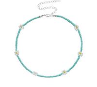 JZWCHQ Bijoux de filles Accessoire Collier perlé coloré pour femmes, collier de tour de cou en perle bricolage vintage Boho Daisy Bern Strand Collier court, collier de perles arc-en-ciel