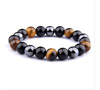 JZWCHQ Bijoux Double Tiger Eye & Hematite Bracelets Men Bracelets de charme pour les yeux de tigre Hemati