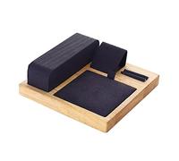JZWCHQ bijoux élégant organisateur de bijoux en bambou pour colliers et boucles d'oreilles, bijoux gris foncé