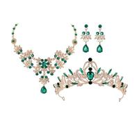 JZWCHQ Bijoux en strass avec collier de couronne pendants boucles d'oreilles pour femmes accessoires de mariée élégants pour les mariages anniversaires et occasions spéciales